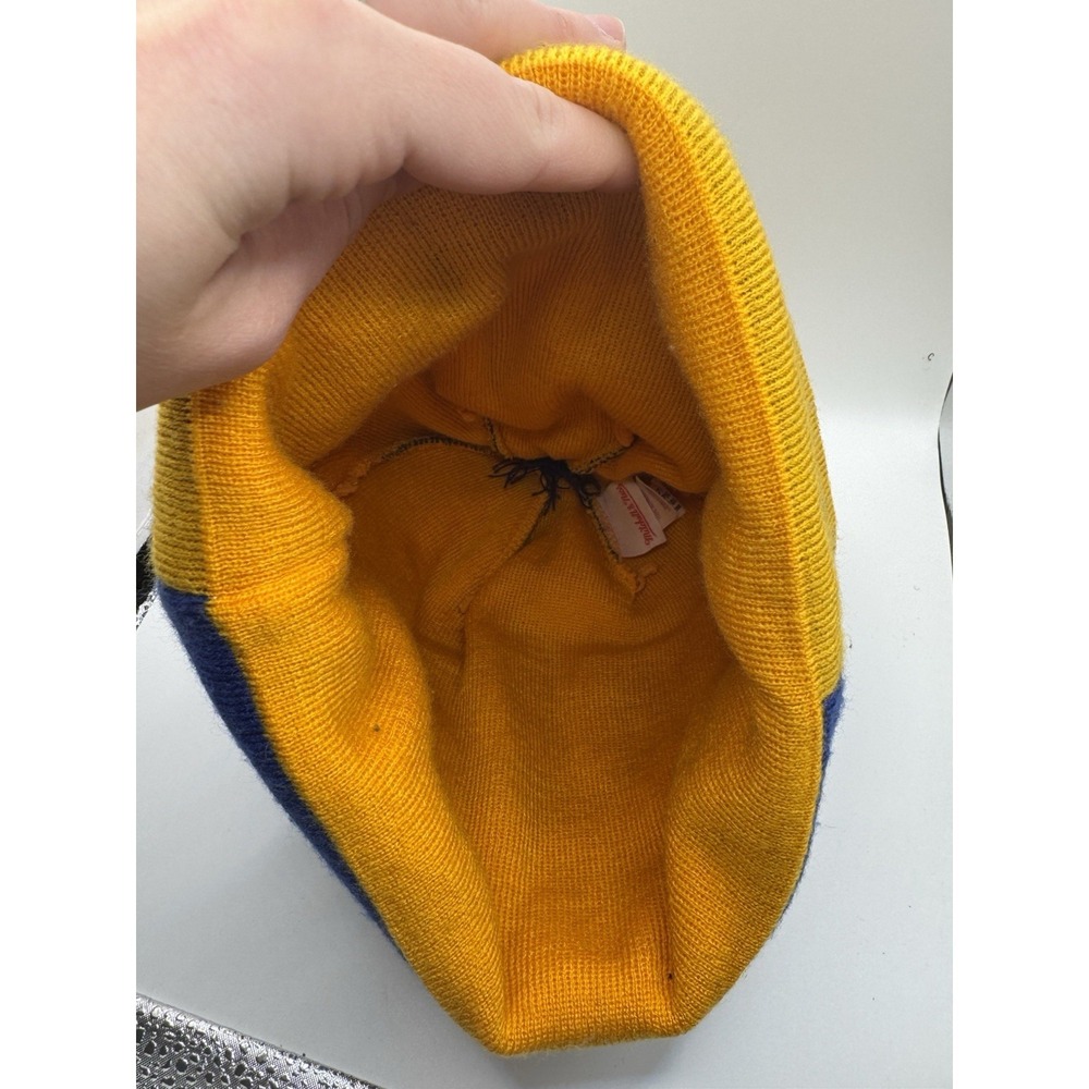 VTG‎ Mitchell & Ness Golden State Warriors Beanie Cap Unisex Blue Yellow Pom Pom - Picture 5 of 8